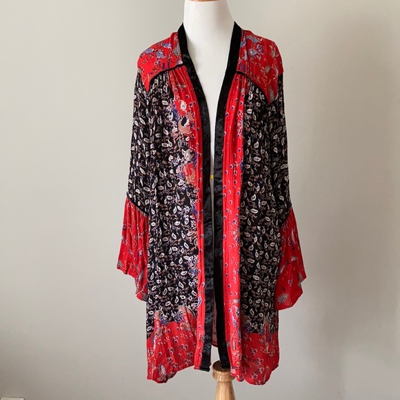 SOLD OUT NWT Boho Gypsy Patchwork Kimono Velvet S - Picture 5 of 13